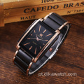4 unidades / conjunto de relógio de pulso de quartzo com pulseira de couro de luxo masculino